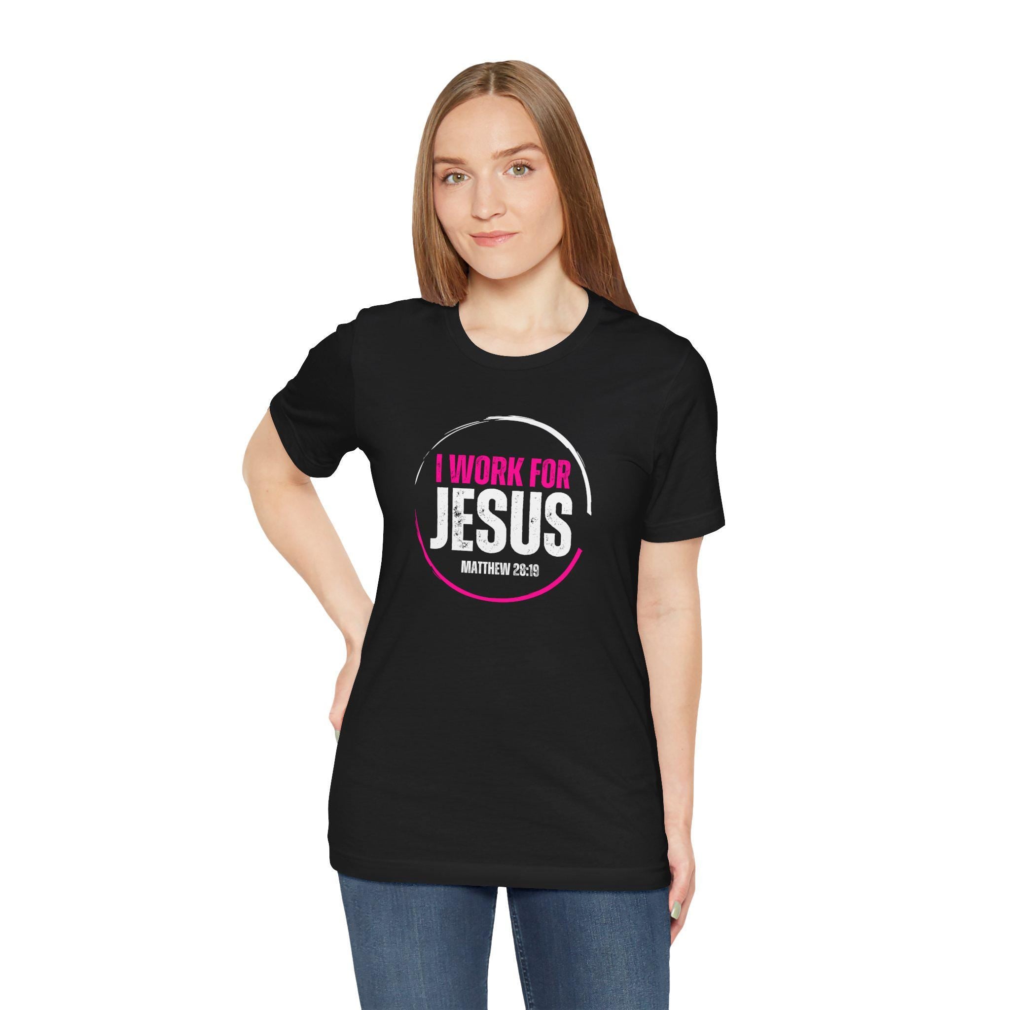 I work for Jesus! Unisex Jersey Short Sleeve Tee image 4