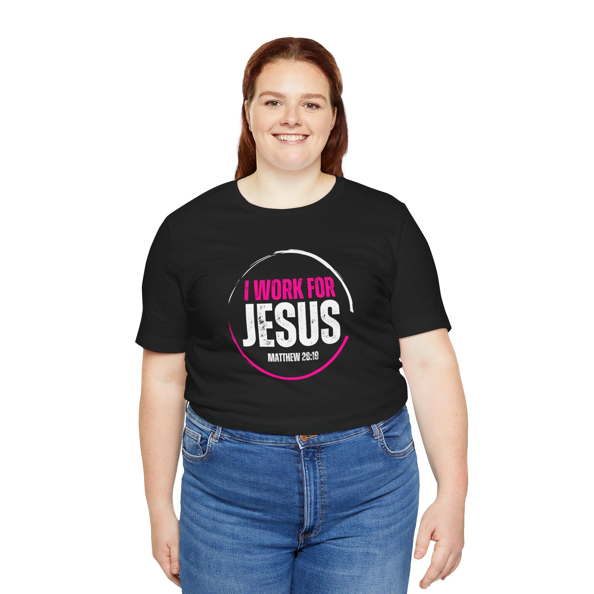 I work for Jesus! Unisex Jersey Short Sleeve Tee image 3