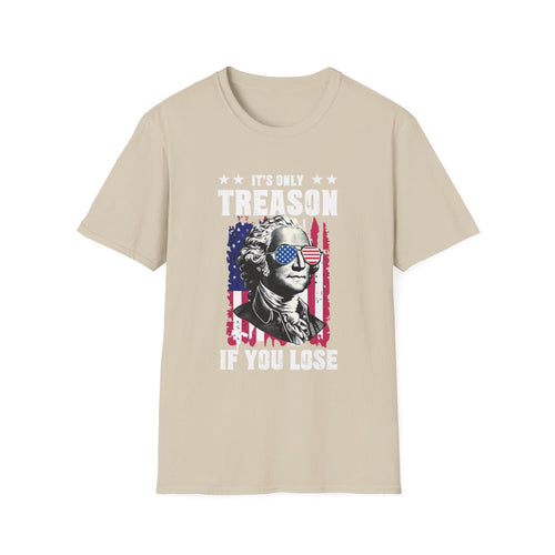 Patriotic Graphic Tee - It's Only Treason If You Lose, Unisex Softstyle T-Shirt, American Humor Shirt, 4th of July Apparel, Political [...] image 2