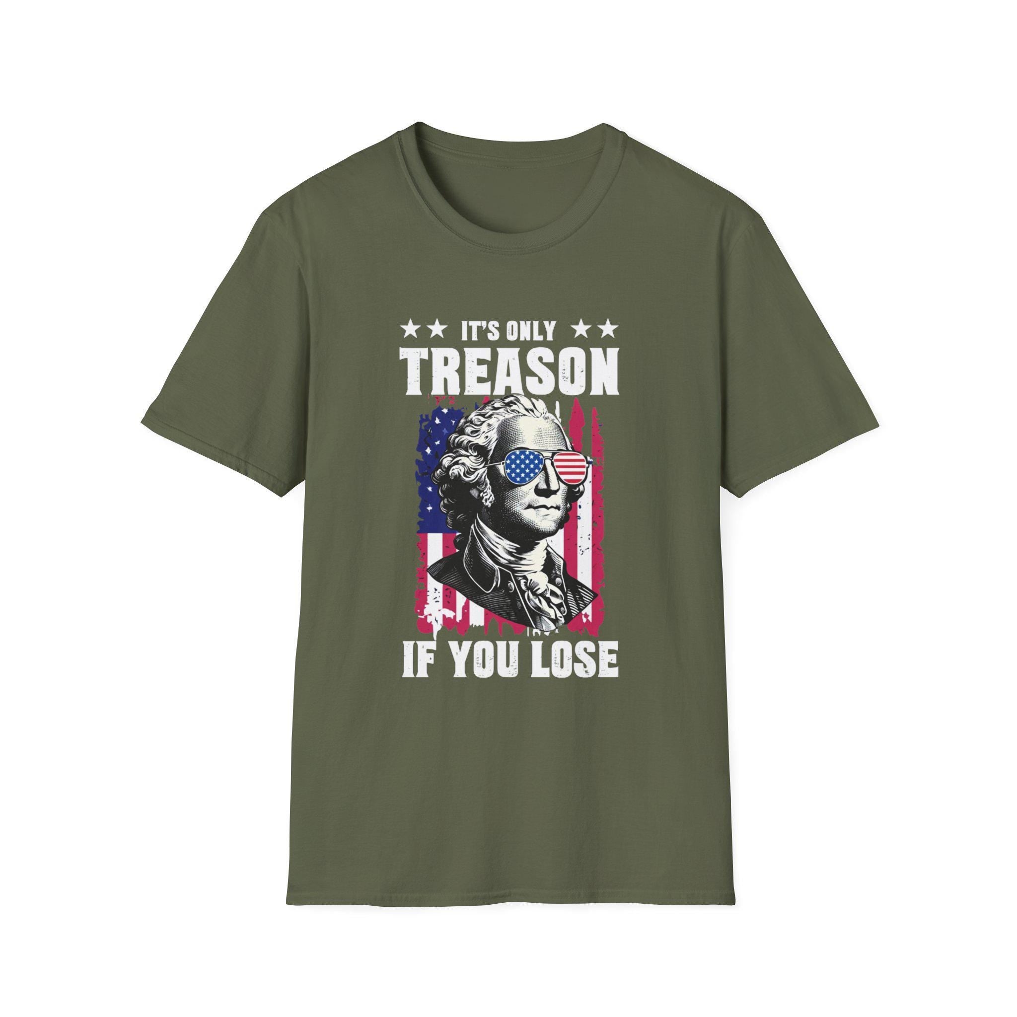 Patriotic Graphic Tee - It's Only Treason If You Lose, Unisex Softstyle T-Shirt, American Humor Shirt, 4th of July Apparel, Political [...] image 3