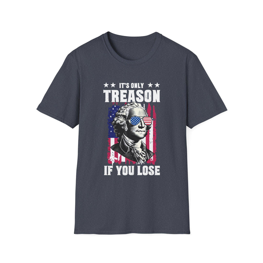 Patriotic Graphic Tee - It's Only Treason If You Lose, Unisex Softstyle T-Shirt, American Humor Shirt, 4th of July Apparel, Political [...] image 4