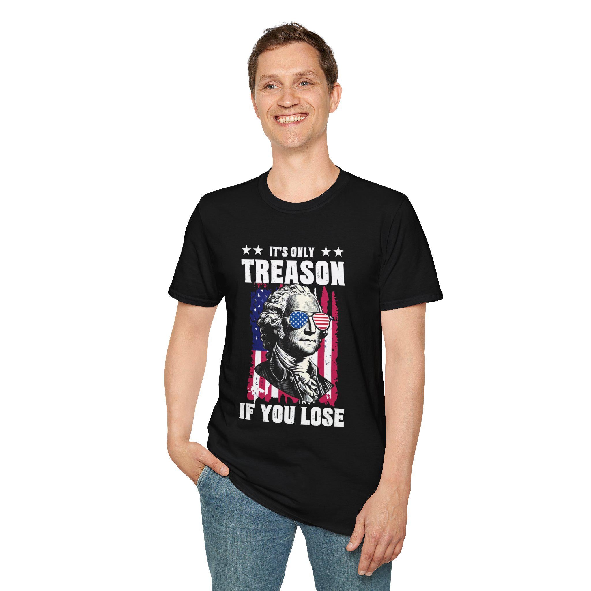 Patriotic Graphic Tee - It's Only Treason If You Lose, Unisex Softstyle T-Shirt, American Humor Shirt, 4th of July Apparel, Political [...] image 5